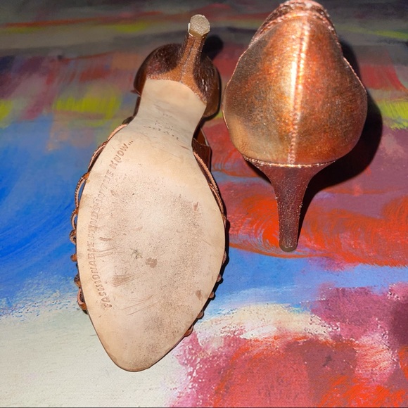 Hype | Open Toe Metallic Orange Pumps - Picture 3 of 5